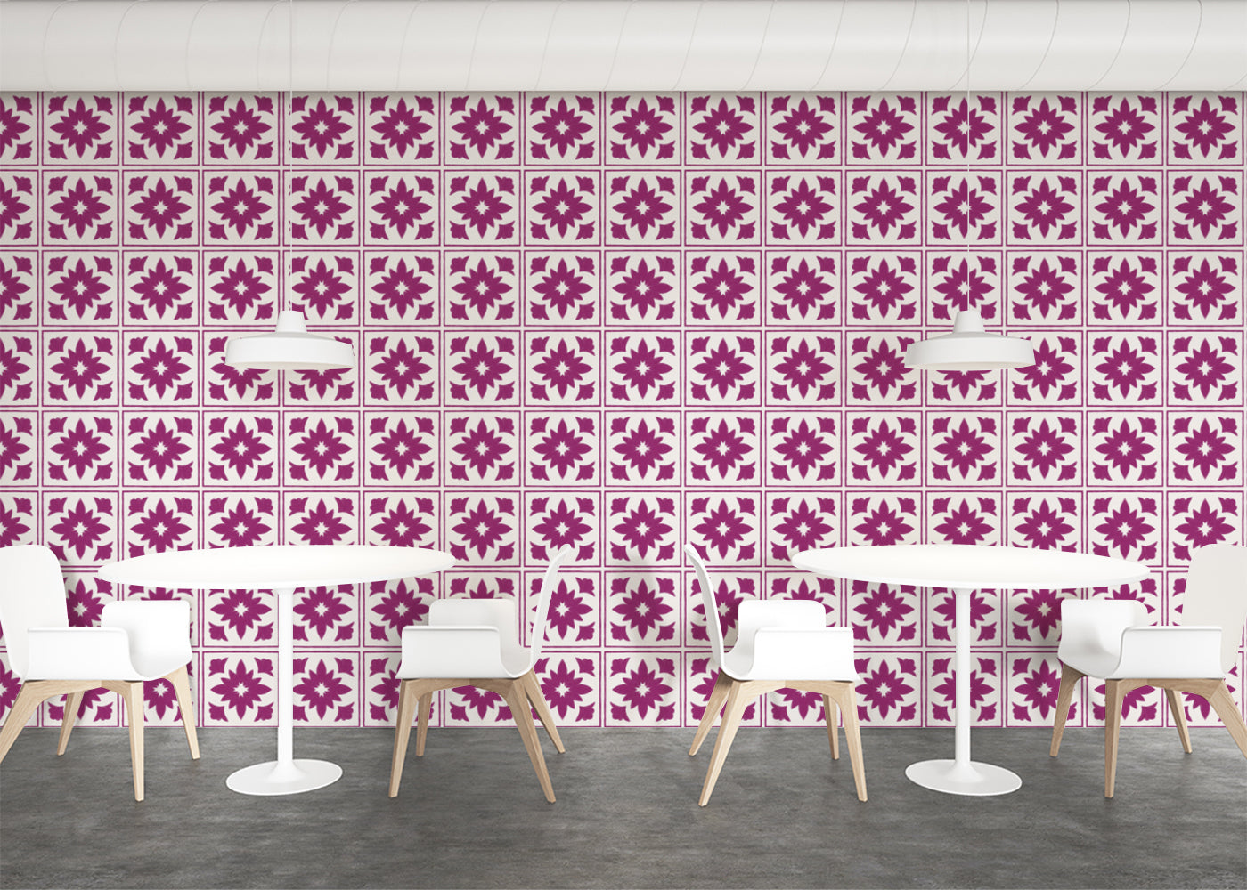Floret Squares Tiles - Pink