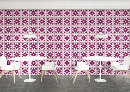 Floret Squares Tiles - Pink