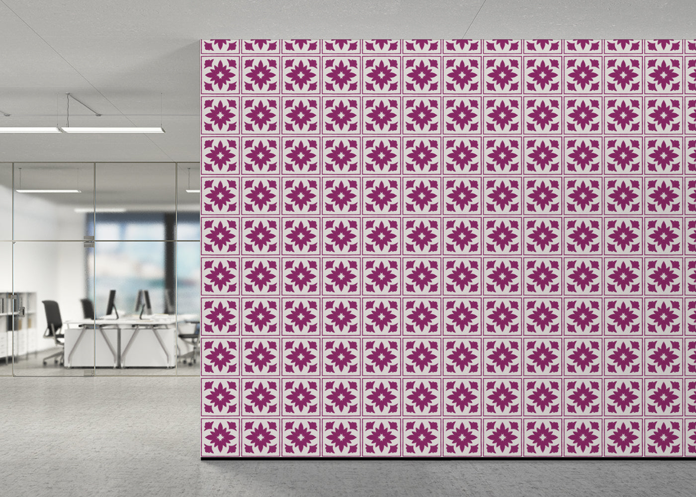 Floret Squares Tiles - Pink