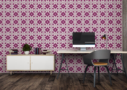 Floret Squares Tiles - Pink