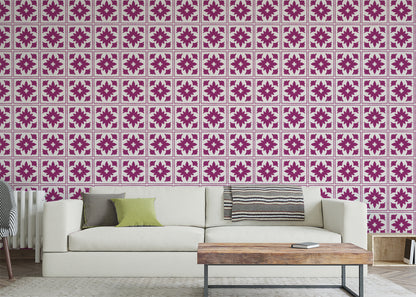 Floret Squares Tiles - Pink