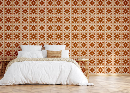 Floret Squares Tiles - Orange