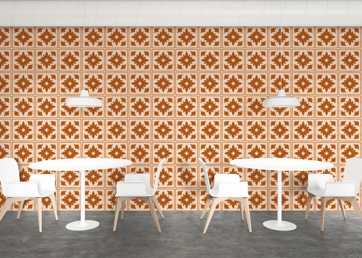 Floret Squares Tiles - Orange