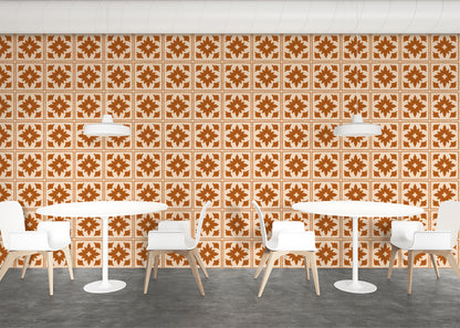 Floret Squares Tiles - Orange