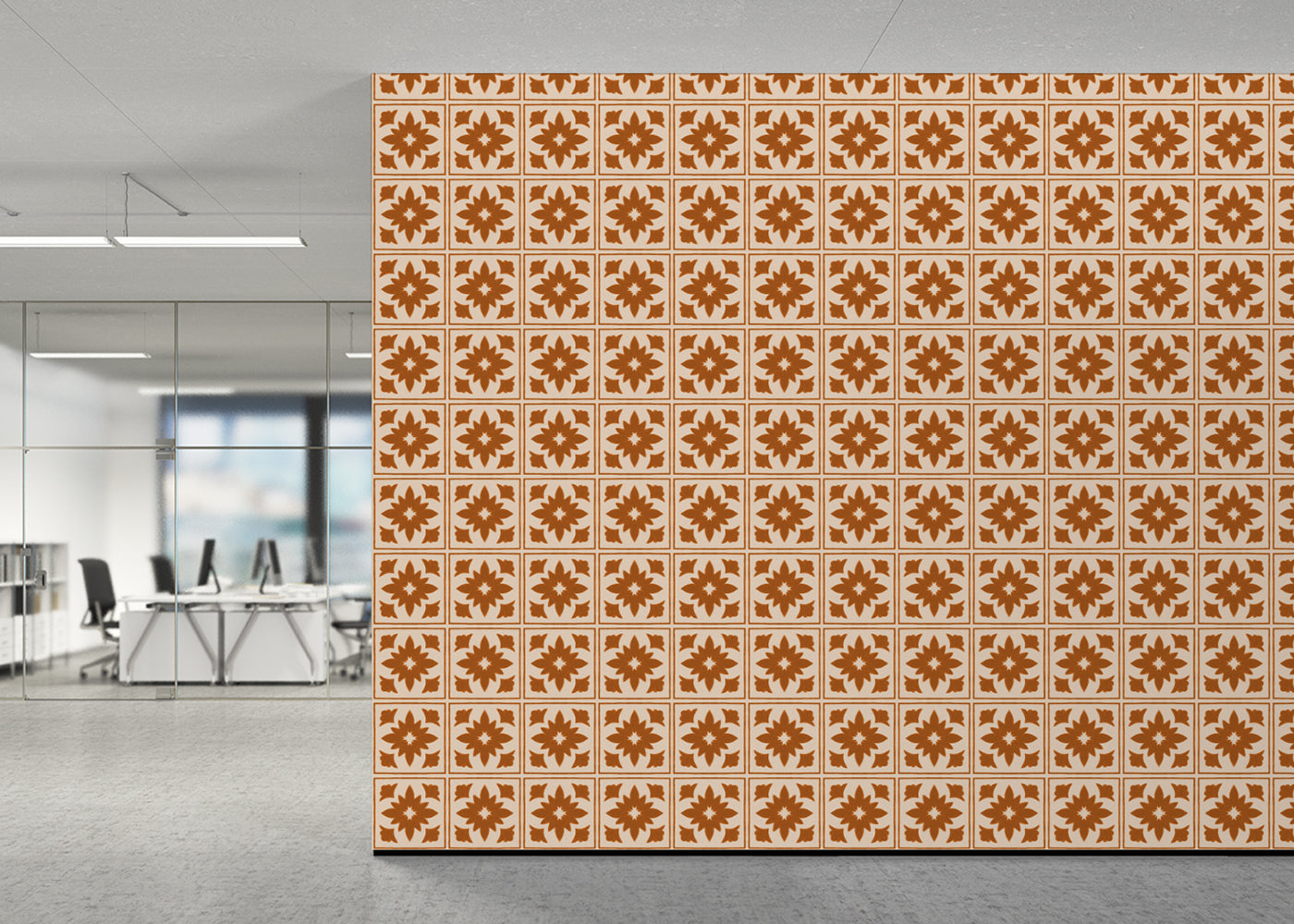 Floret Squares Tiles - Orange