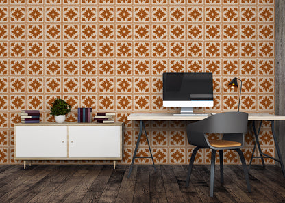 Floret Squares Tiles - Orange