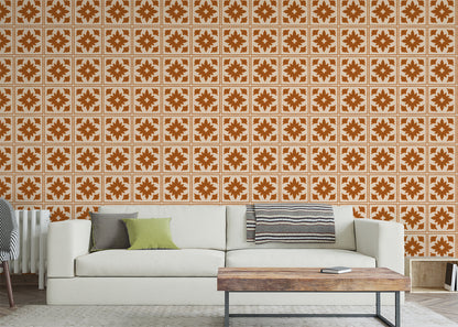 Floret Squares Tiles - Orange