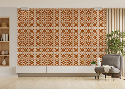 Floret Squares Tiles - Orange