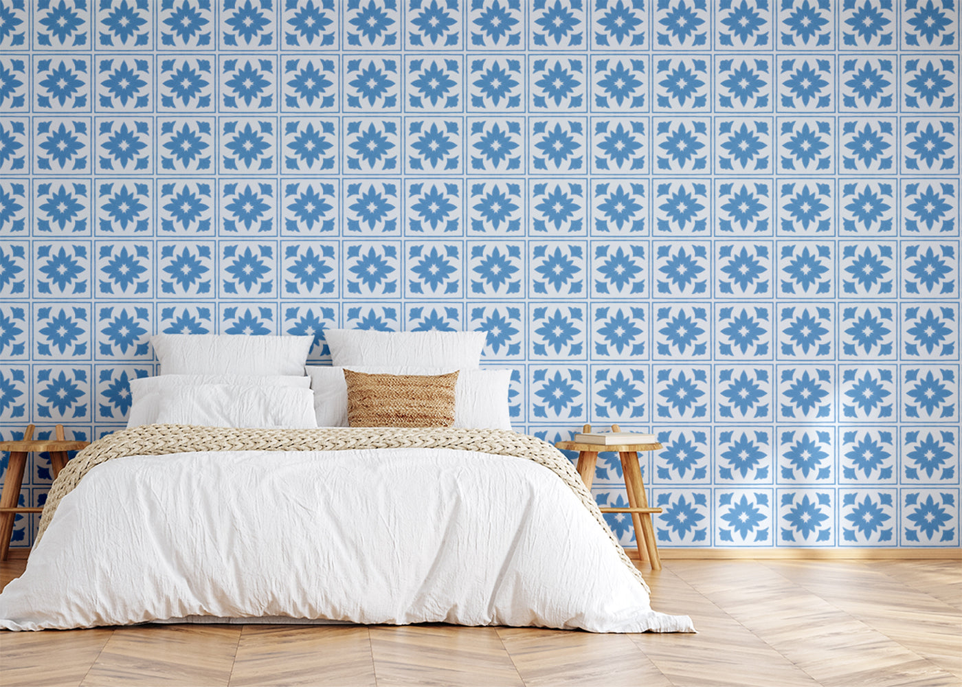Floret Squares Tiles - Blue