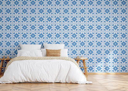 Floret Squares Tiles - Blue