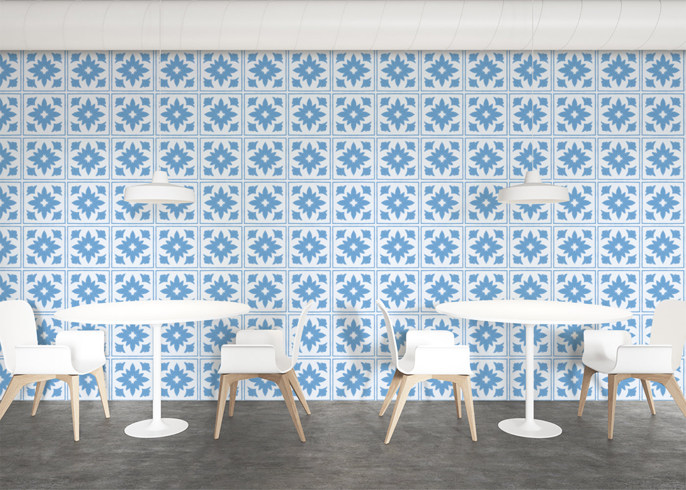 Floret Squares Tiles - Blue