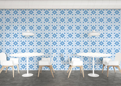 Floret Squares Tiles - Blue