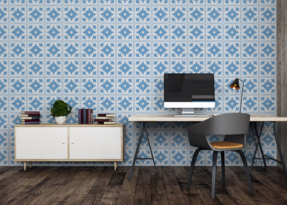 Floret Squares Tiles - Blue