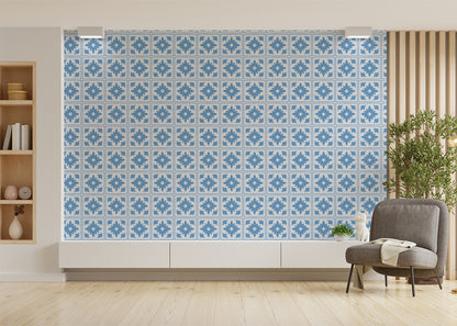Floret Squares Tiles - Blue