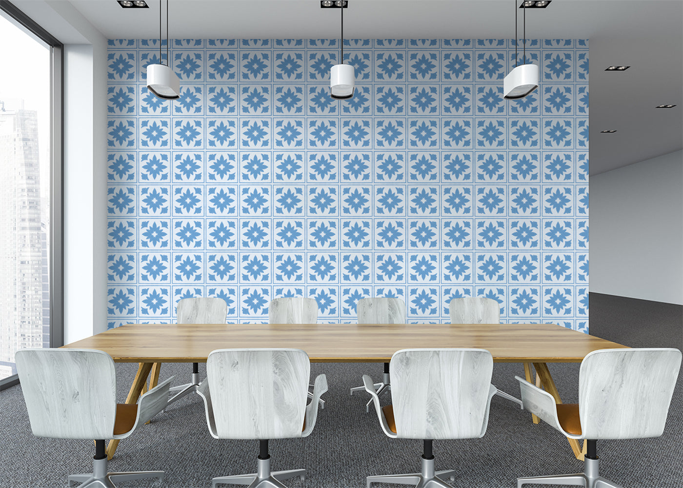 Floret Squares Tiles - Blue