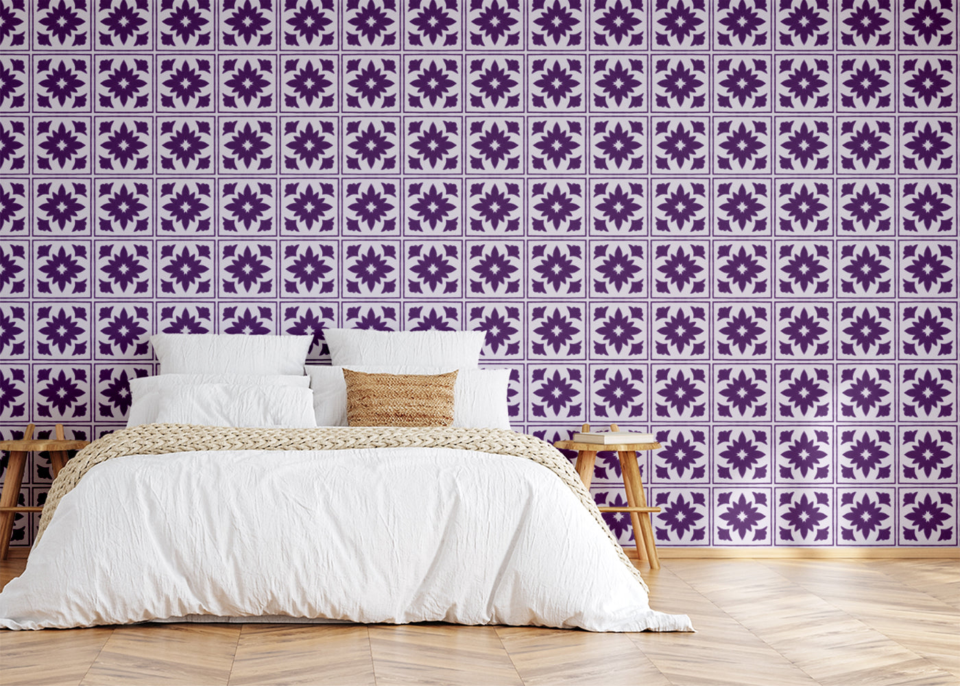 Floret Squares Tiles - Purple