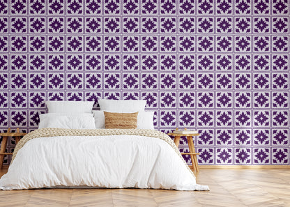 Floret Squares Tiles - Purple