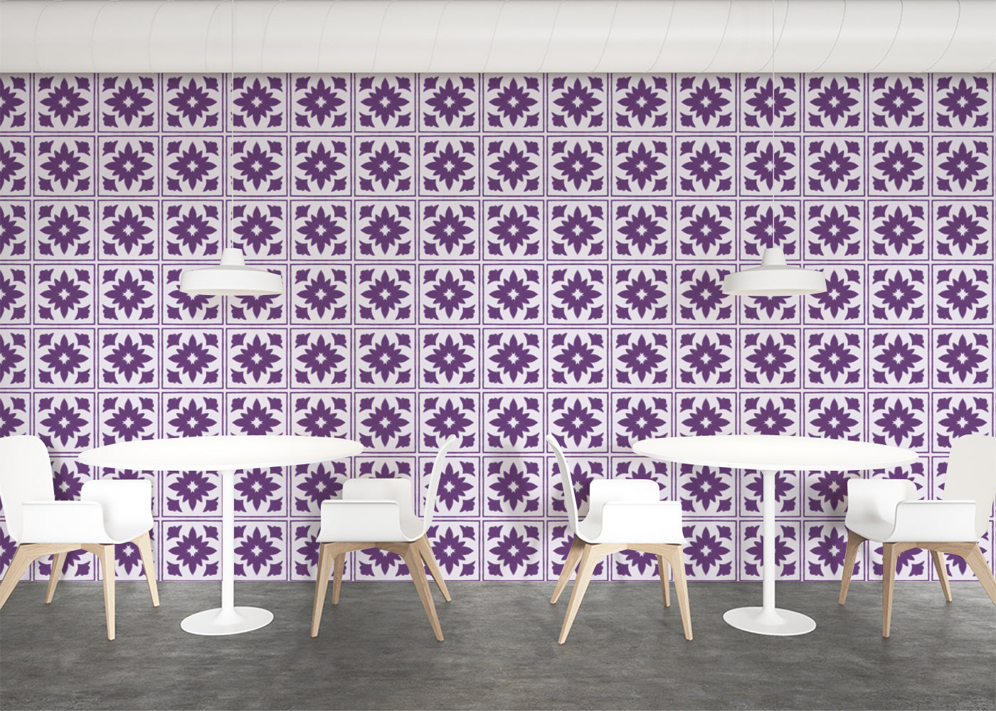 Floret Squares Tiles - Purple