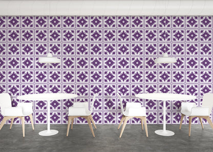 Floret Squares Tiles - Purple