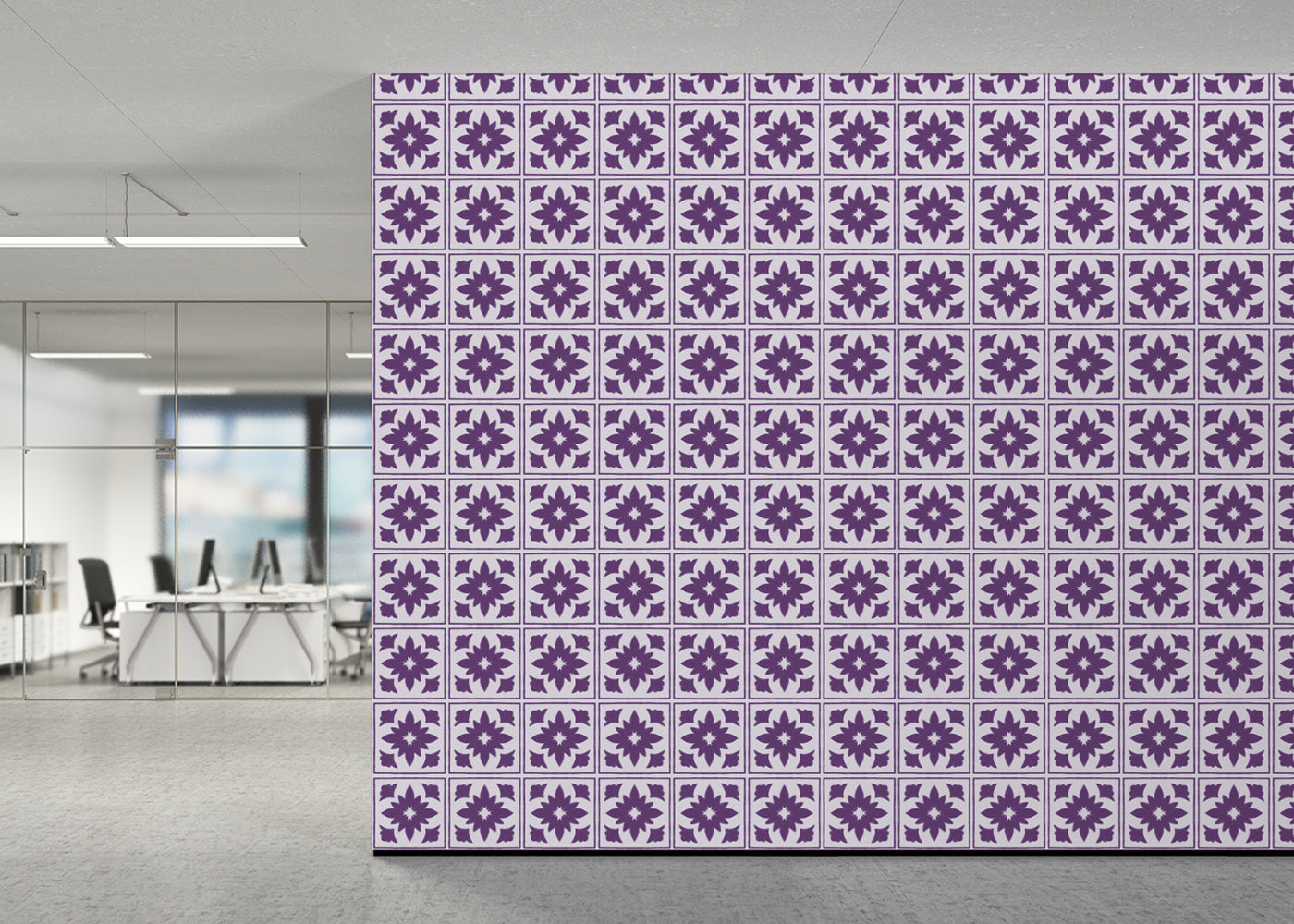 Floret Squares Tiles - Purple