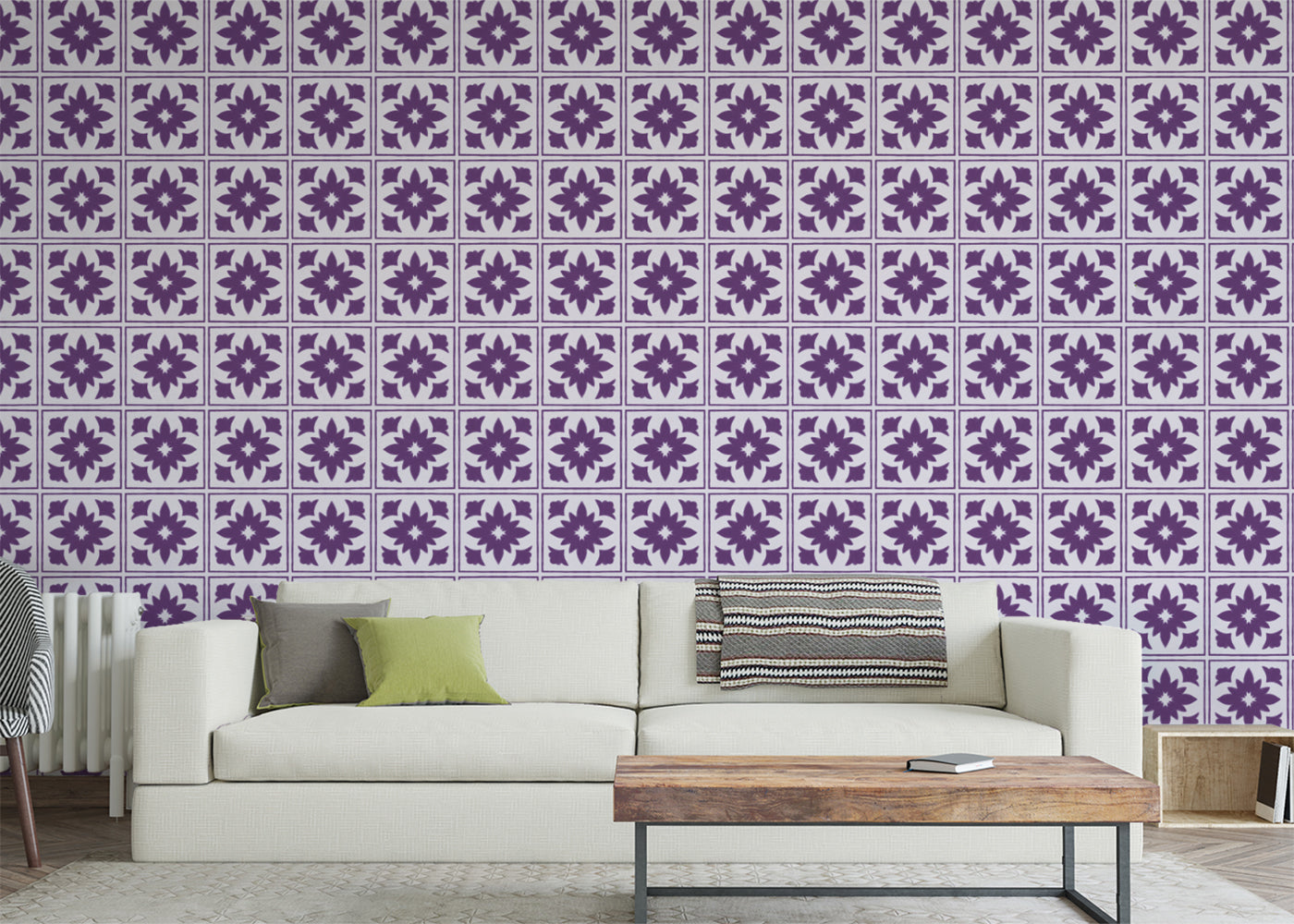 Floret Squares Tiles - Purple