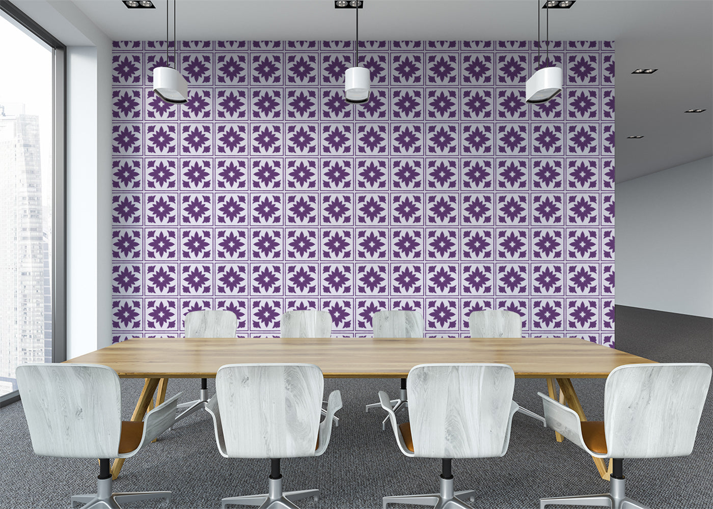 Floret Squares Tiles - Purple