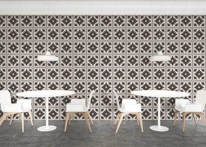 Floret Squares Tiles - Black and White