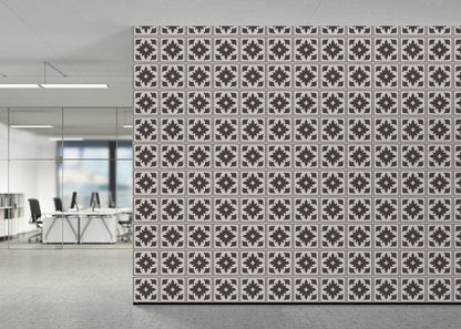 Floret Squares Tiles - Black and White