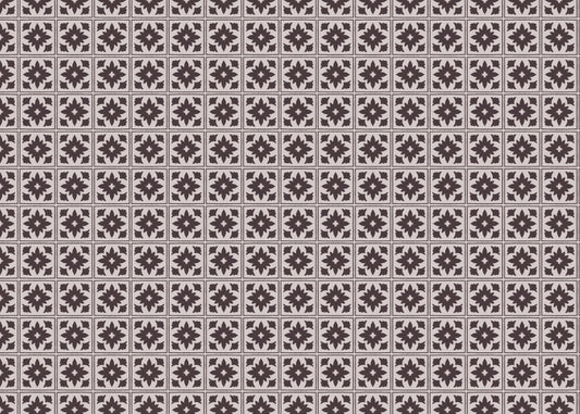 Floret Squares Tiles - Black and White