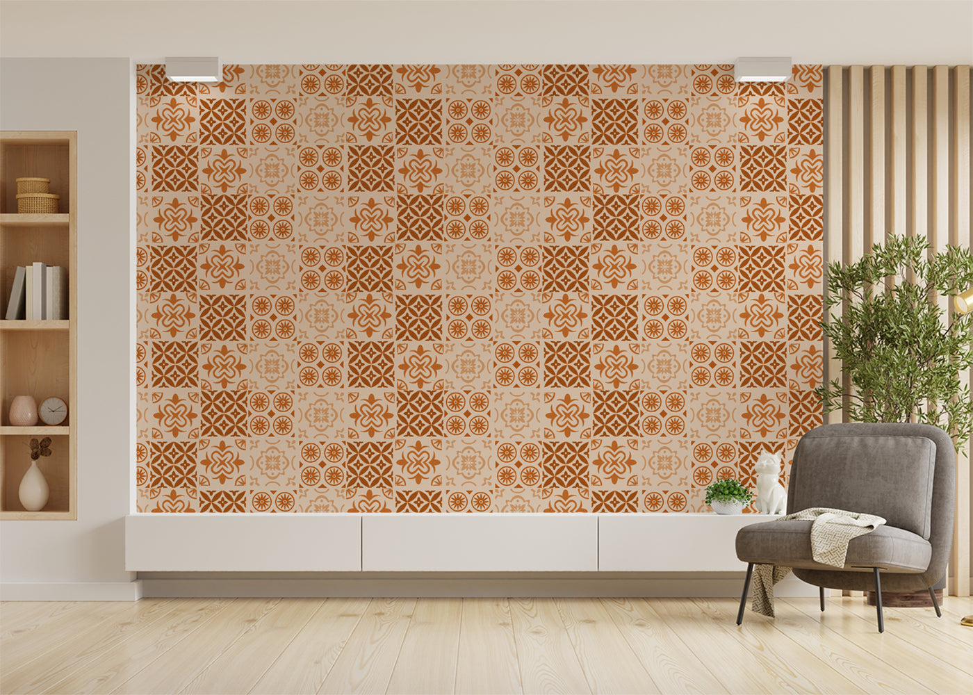 Patchwork Elegance Tiles - Orange