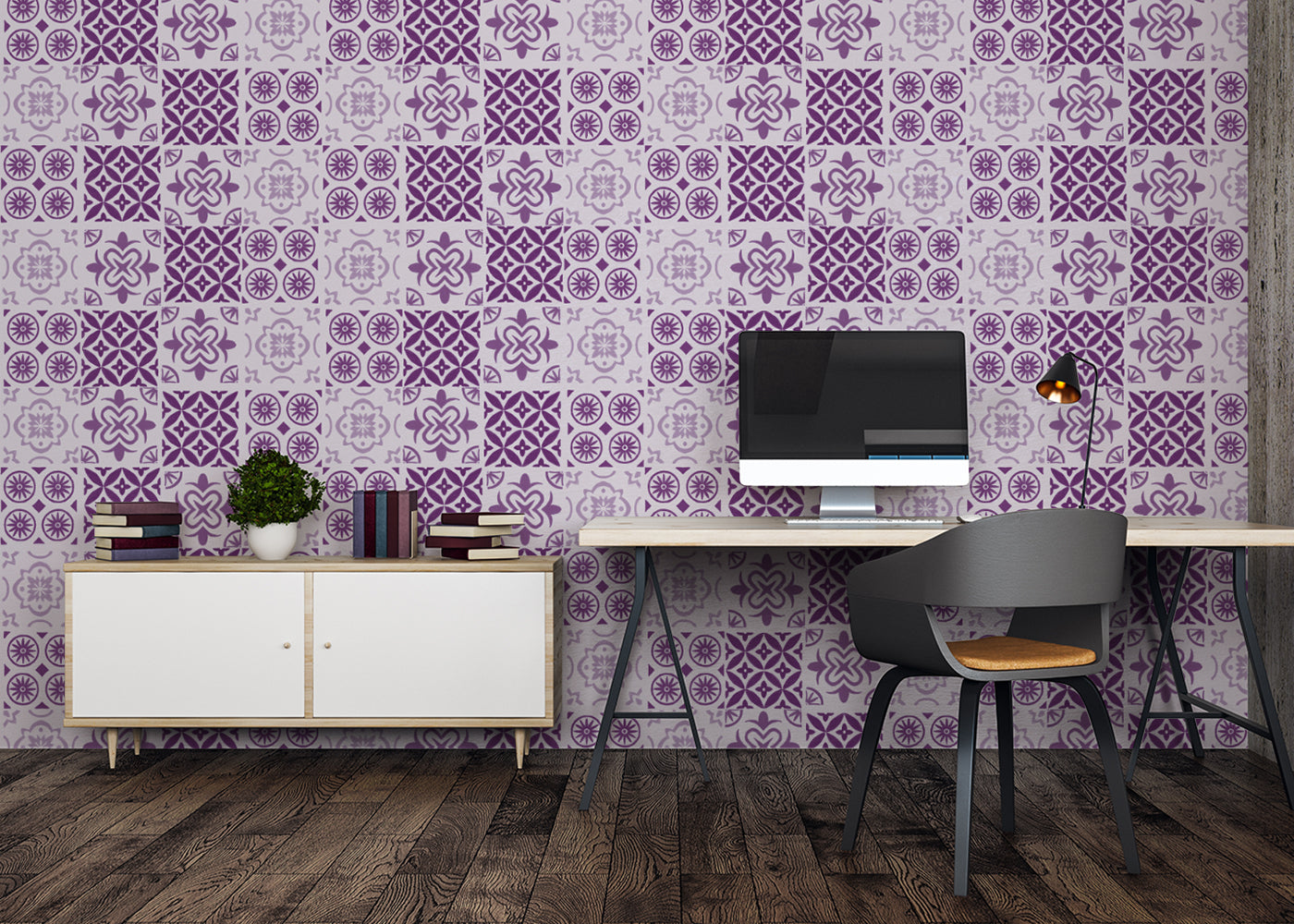 Patchwork Elegance Tiles - Purple