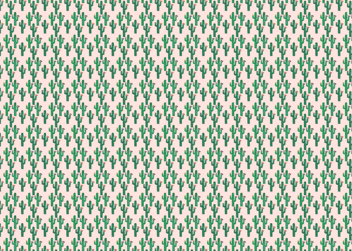 Desert Cacti Blossoms - Dark Green - Sample