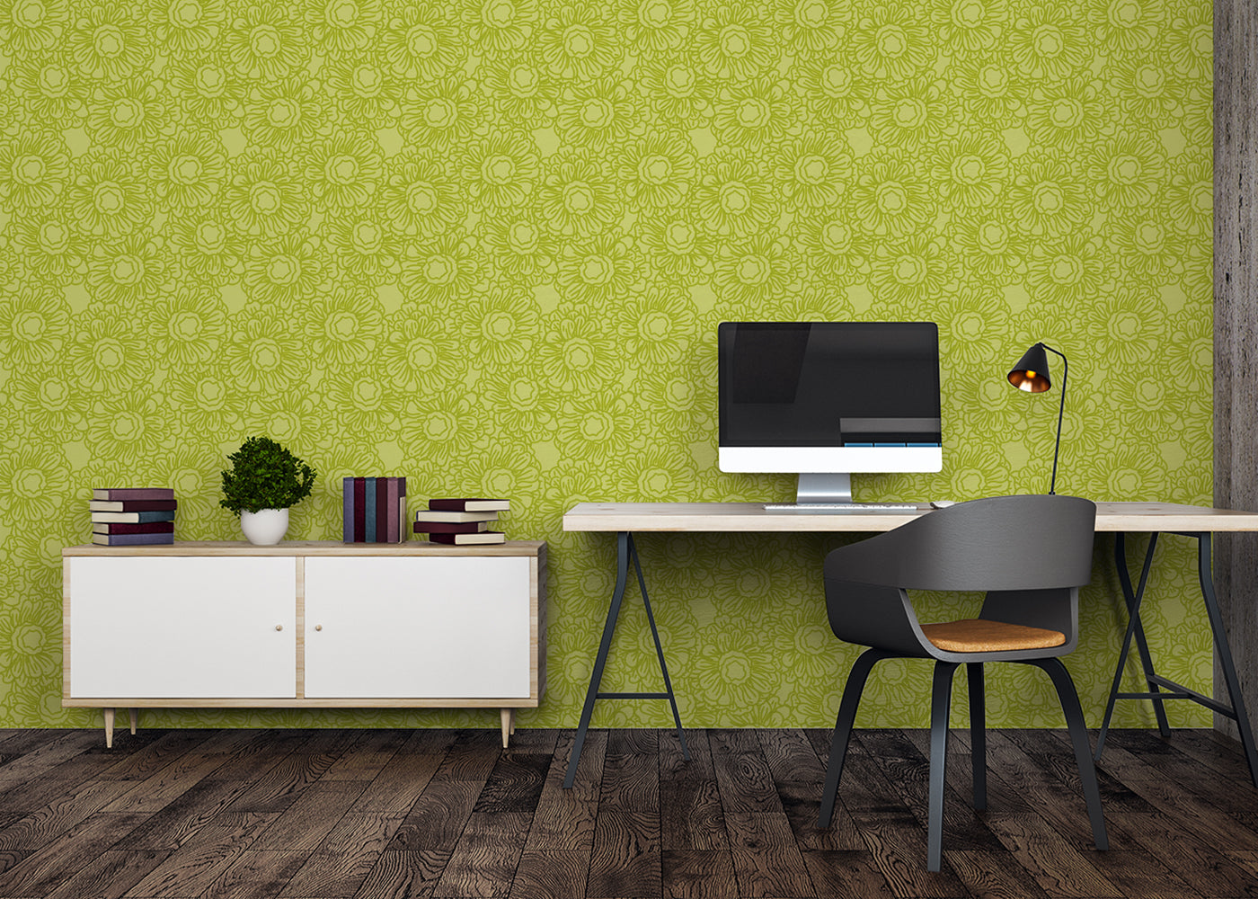 Floral Whirls - Green
