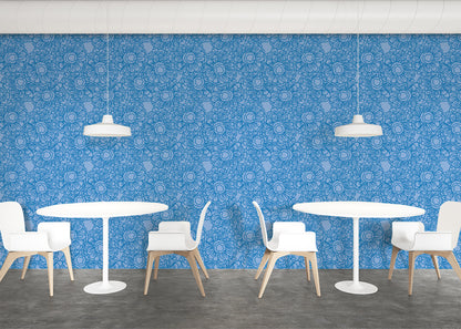 Floral Whirls - Blue
