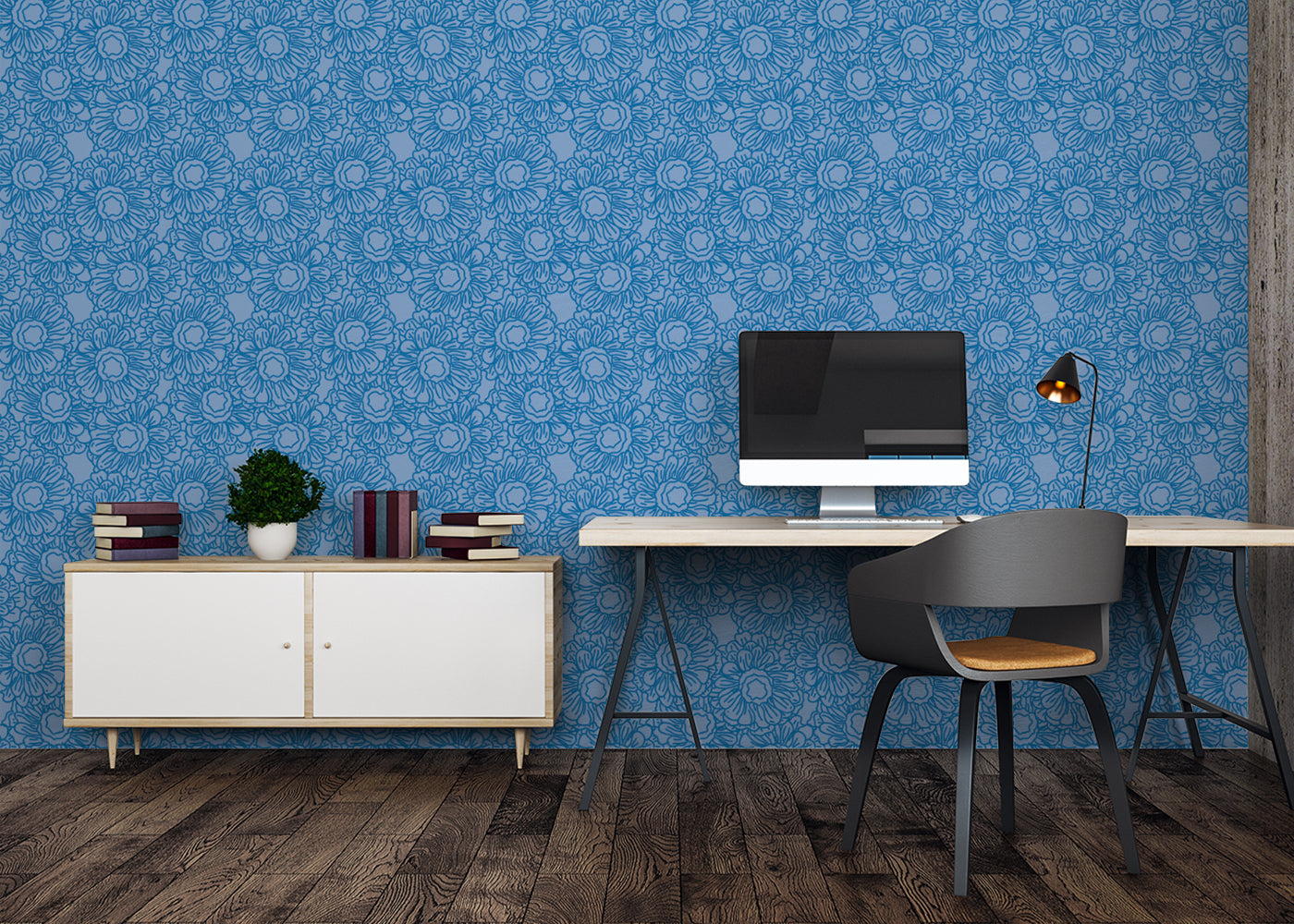 Floral Whirls - Blue