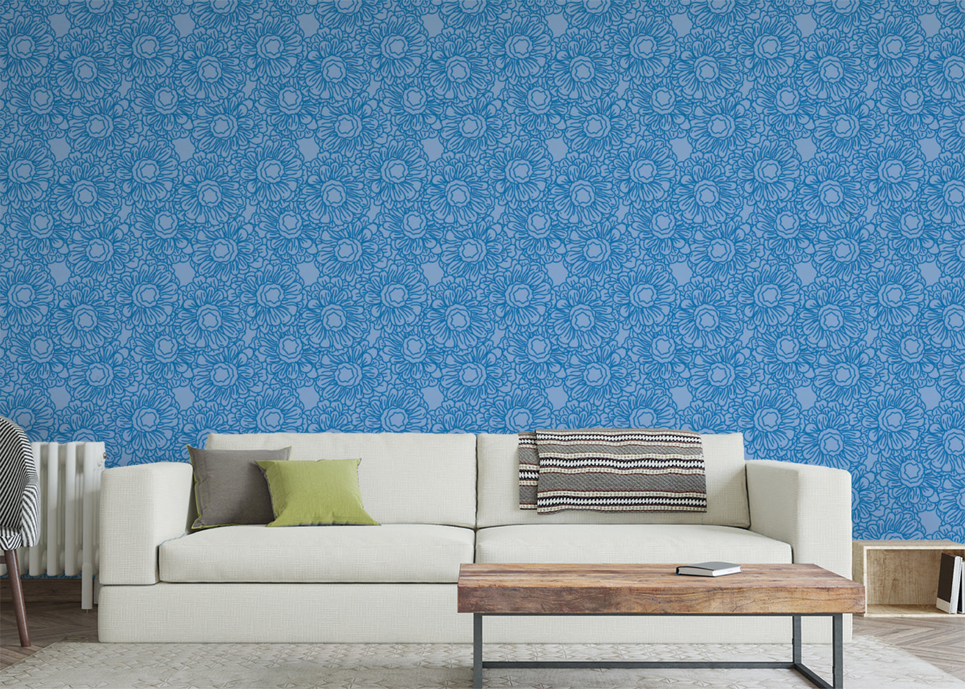 Floral Whirls - Blue