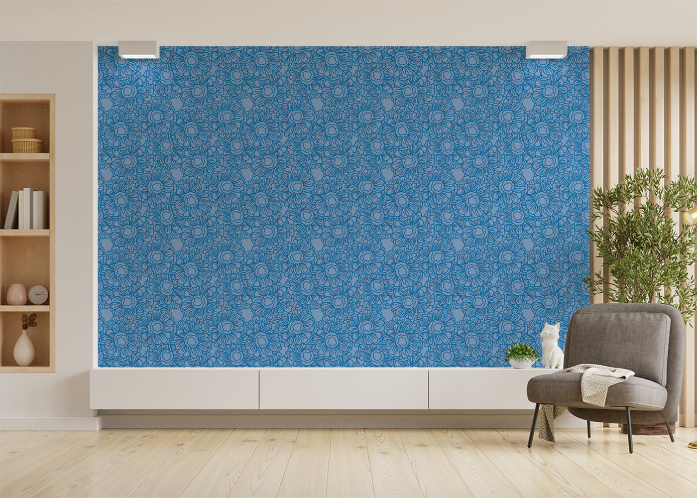 Floral Whirls - Blue