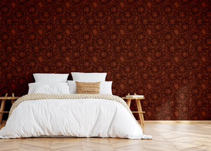 Floral Whirls - Dark Red