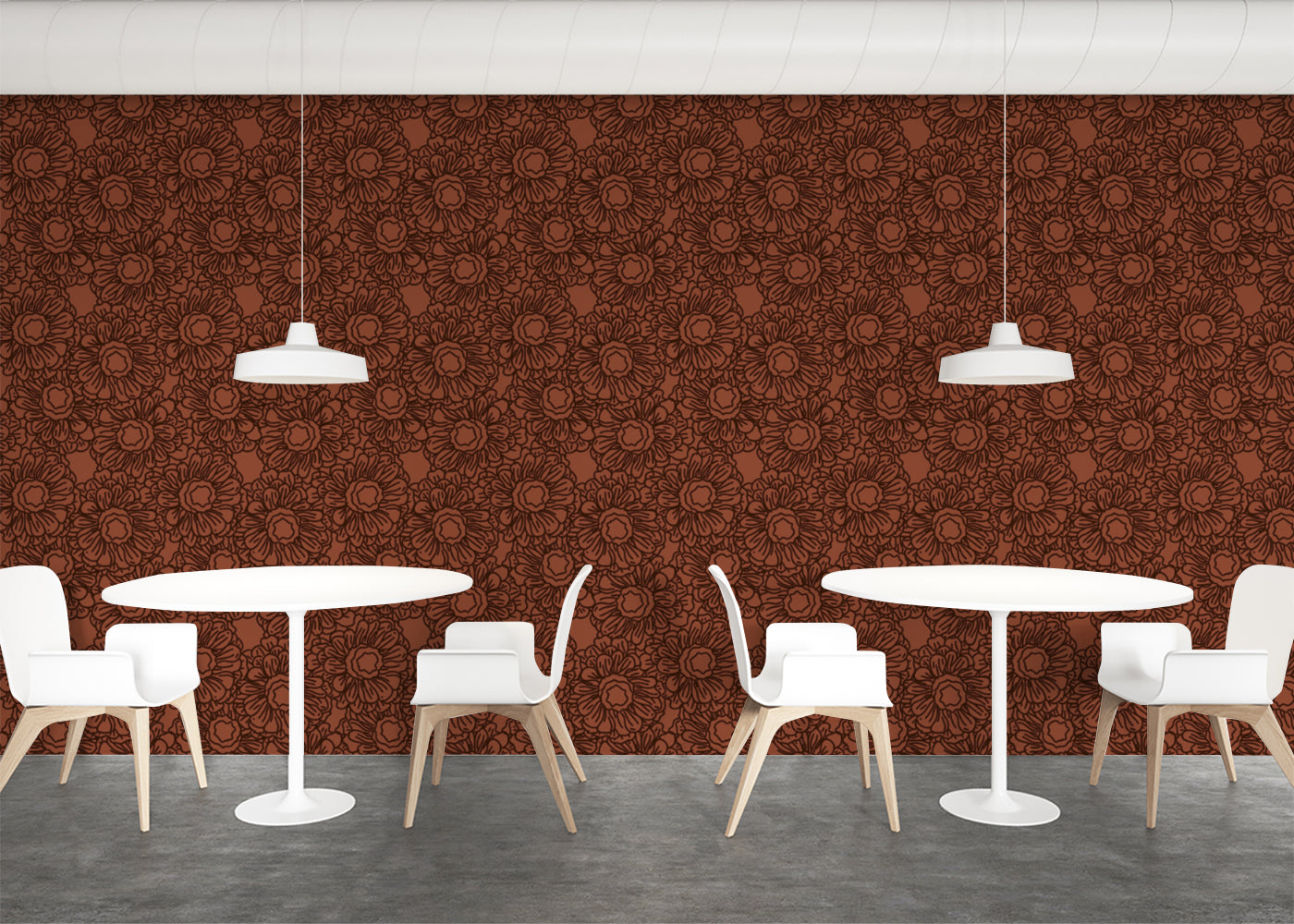 Floral Whirls - Dark Red