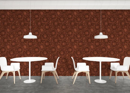 Floral Whirls - Dark Red