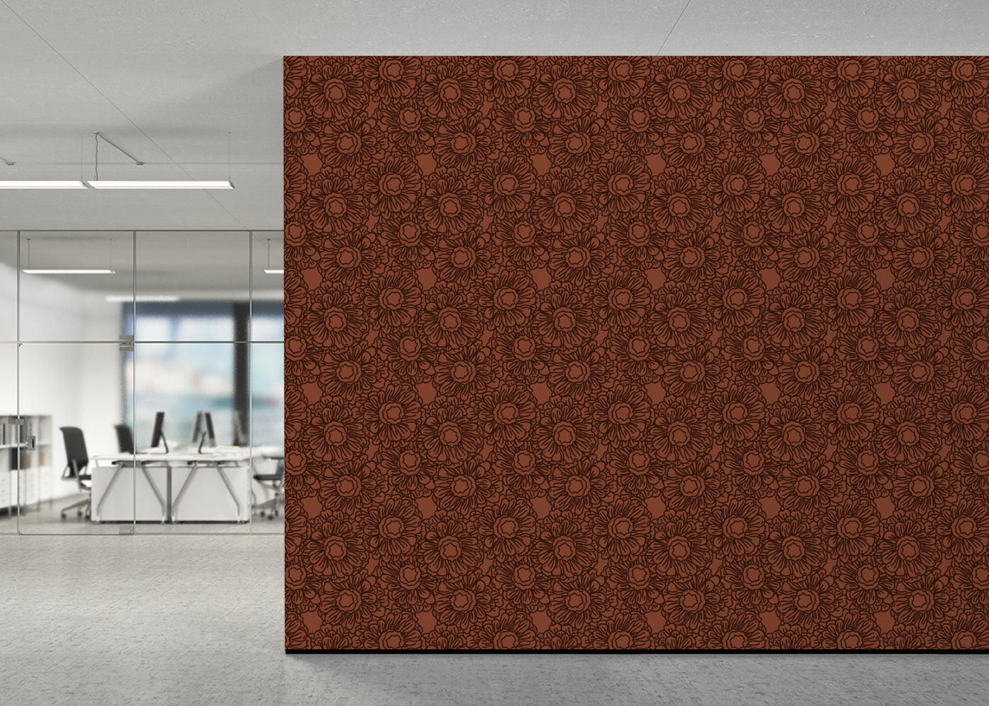 Floral Whirls - Dark Red
