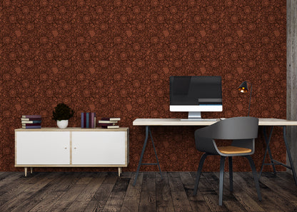 Floral Whirls - Dark Red