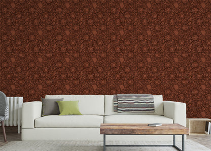 Floral Whirls - Dark Red