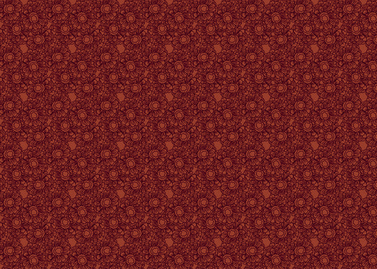 Floral Whirls - Dark Red