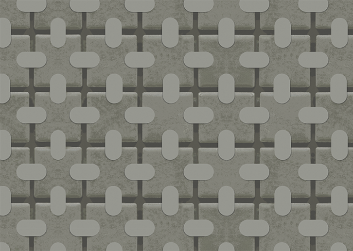 Square Tab Plaid Mural - Pewter - Sample