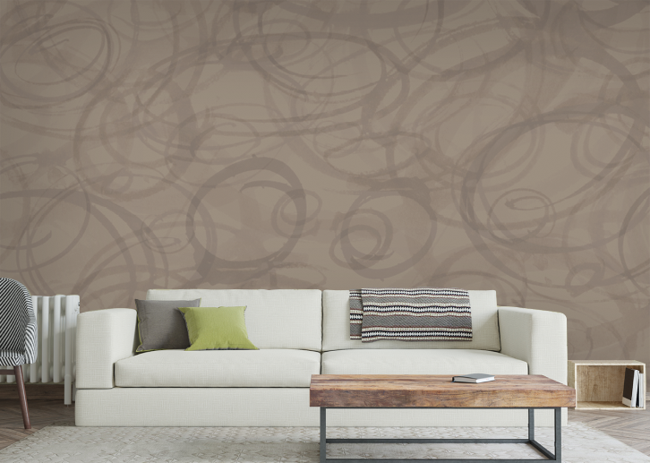 Sumi-e Circles Mural - Lite Sienna
