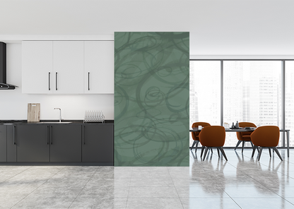 Sumi-e Circles Mural - Kaffir Lime Green