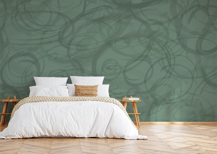 Sumi-e Circles Mural - Kaffir Lime Green