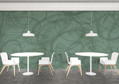 Sumi-e Circles Mural - Kaffir Lime Green