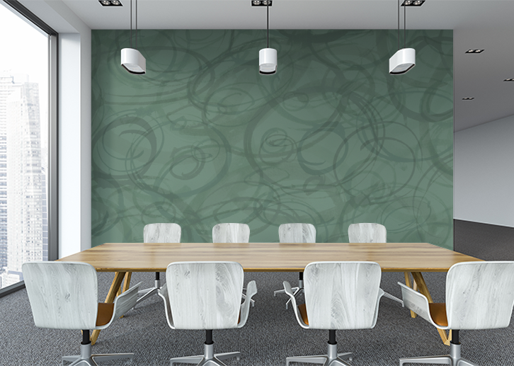 Sumi-e Circles Mural - Kaffir Lime Green
